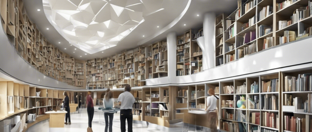 Inside a university library